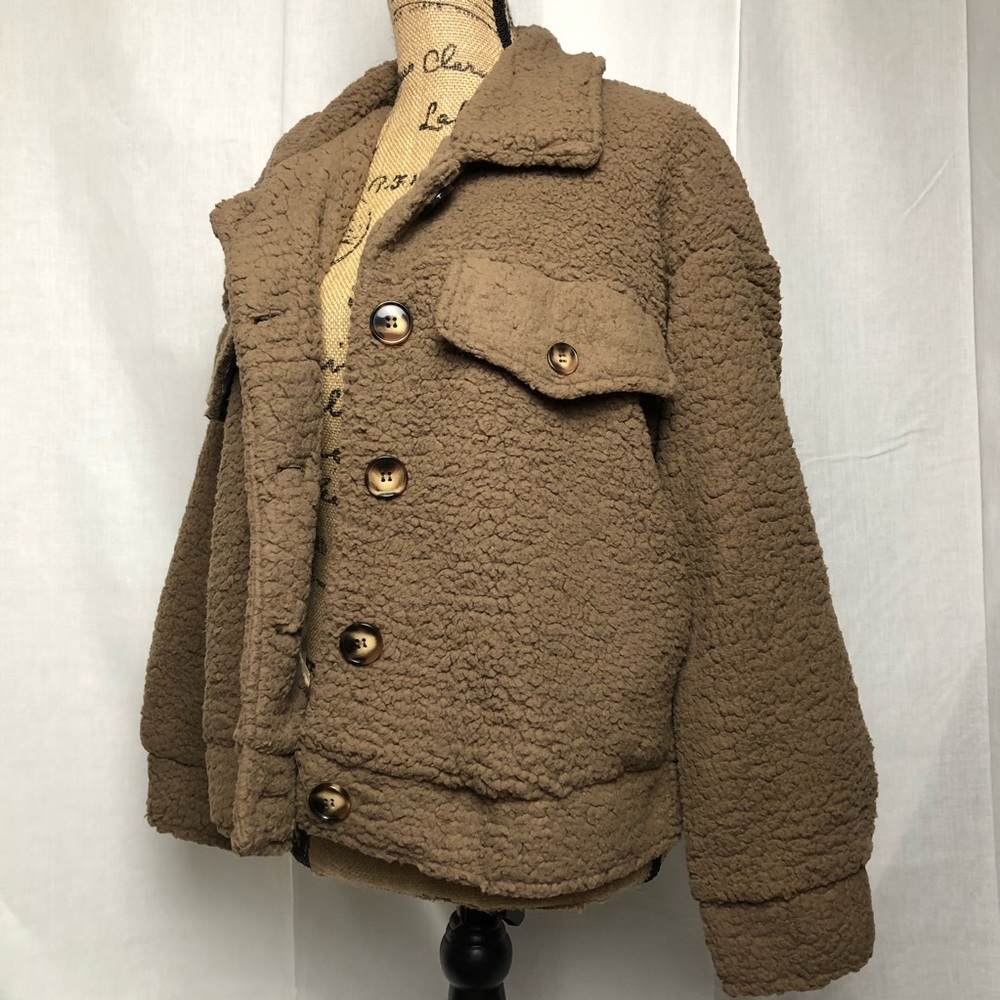 Mocha Button Down Teddy Bear Jacket - image 2